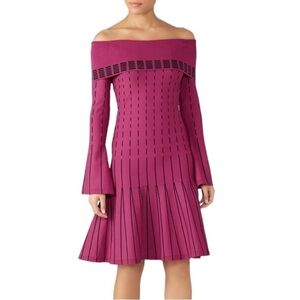 Prabal Gurung Collective Striped Off Shoulder Dress Magenta Size 6